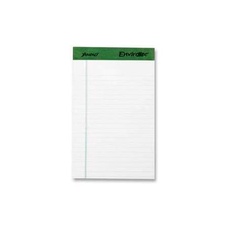 Esselte Pendaflex Esselte Envirotec Jr. Legal Pads, 5in x 8in, 15 lb, White, 50 Sheets/Pad, 12 Pads/Pack 20152